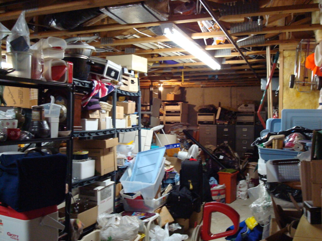 a garage full of electronics in washington dc ready for electronic recycling and removal